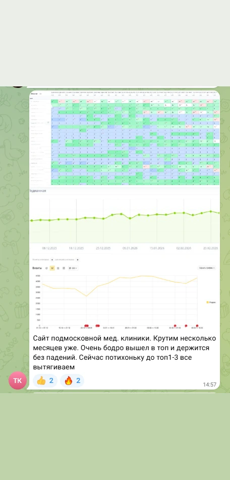 Кейс — клиника, позиции в топе